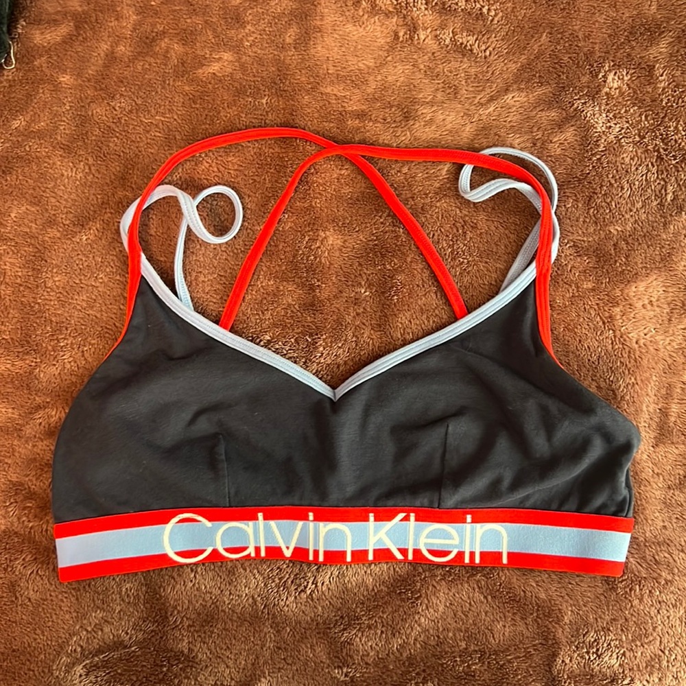 Red and blue Calvin Klein bra top